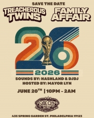 TREACHEROUS TWINS X FAMILY AFFAIR - Saturday, June 20 at 10:00 PM at Silk City Diner in Northern Liberties, Philadelphia